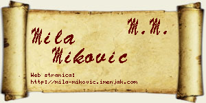 Mila Miković vizit kartica